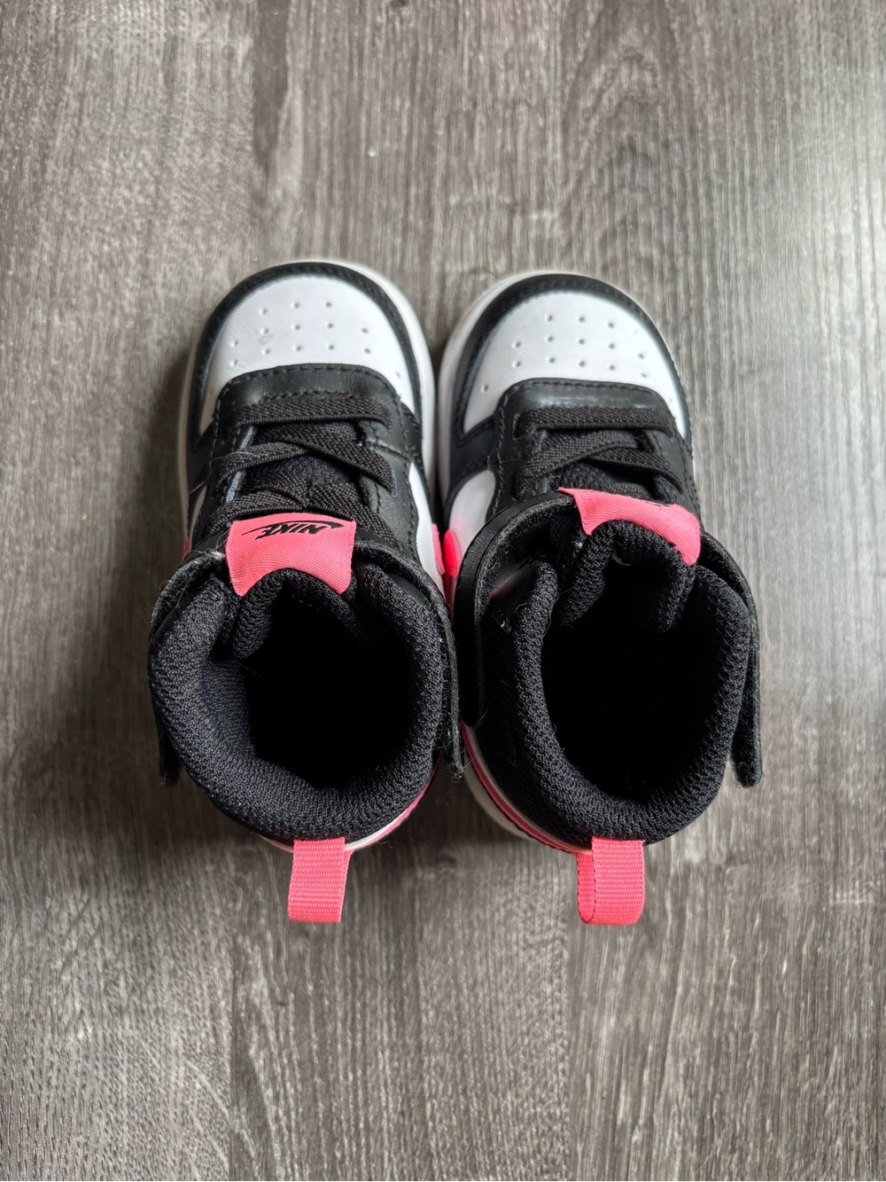 Nike Kids Black, White & Pink High-Top Sneakers - Picture 4 of 8